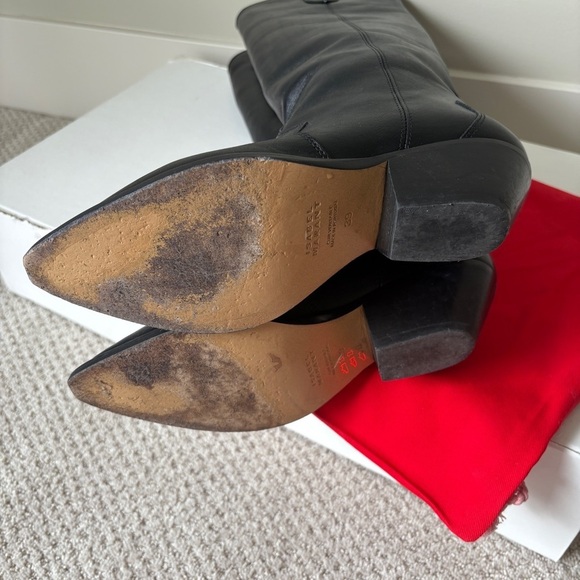 Isabel Marant Denvee Leather Knee High Western Cowboy Boots Black FR 39 US 8-8.5 - Picture 11 of 16